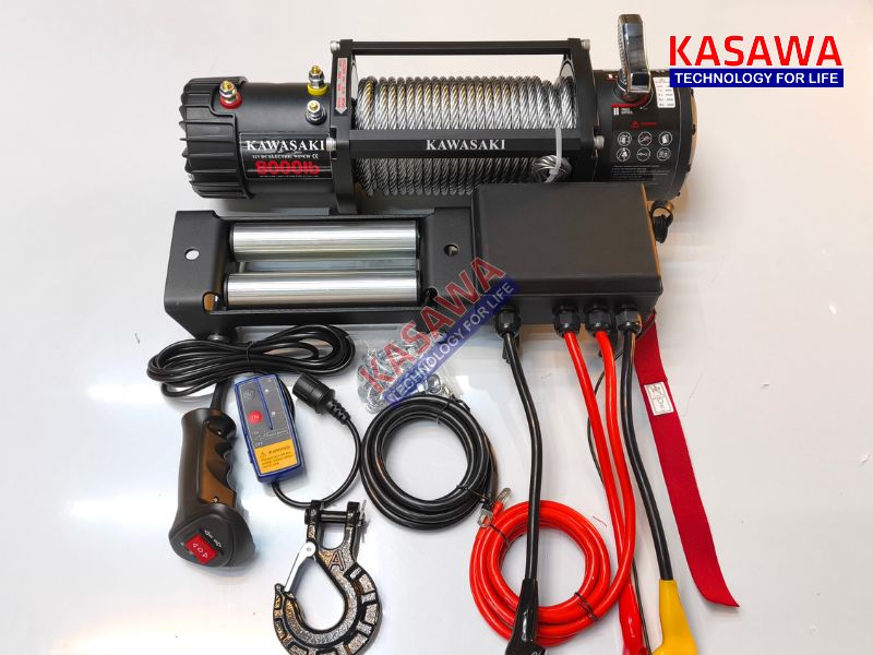 Tời điện 12v 8000lbs Kawasaki tải trọng kéo ngang 3200kg