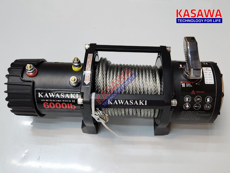 Tời điện 12v 6000lbs Kawasaki tải trọng kéo ngang 2500kg
