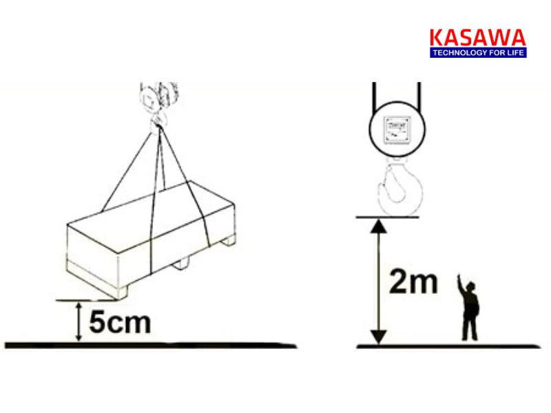 Khi không sử dụng pa lăng thì móc cẩu phải được đặt cách mặt đất ít nhất 2m