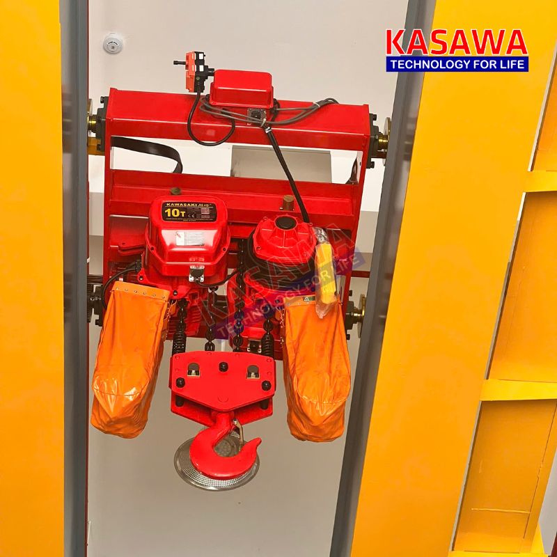 Pa lăng xích điện 10 tấn Kawasaki di chuyển