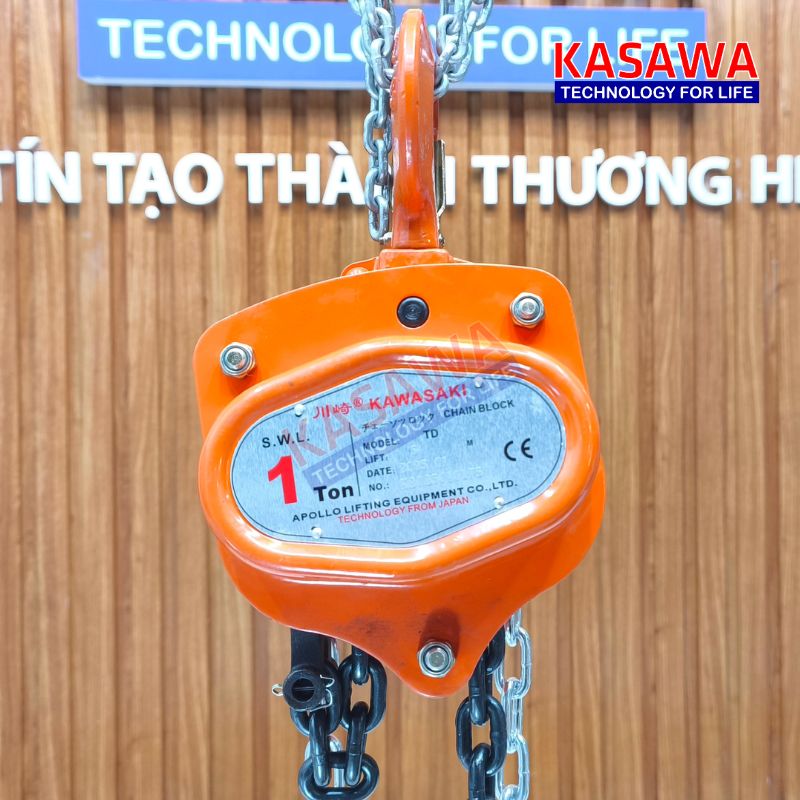 Pa lăng xích kéo tay 1 tấn 5m model TD Kawasaki