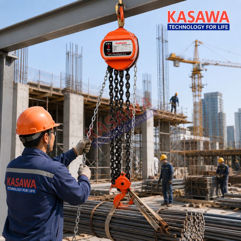 Pa lăng xích được sử dụng trong xây dựng