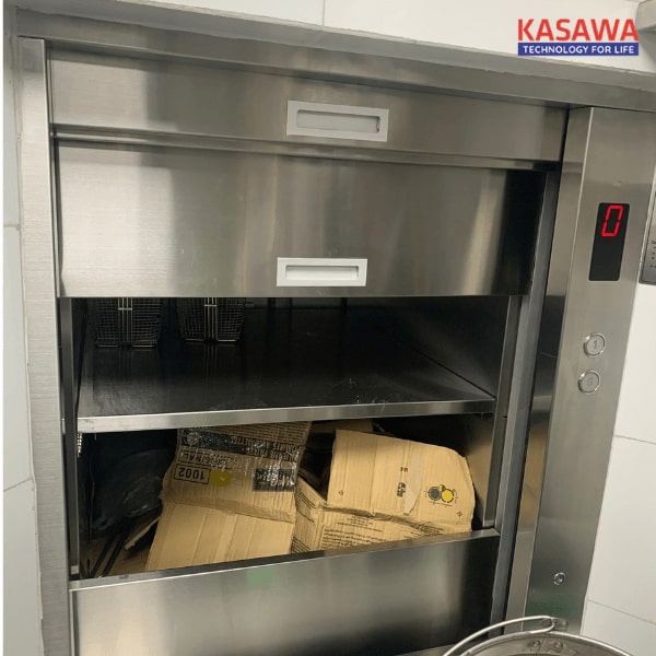 Thang tải thực phẩm Kasawa thi công và lắp đặt