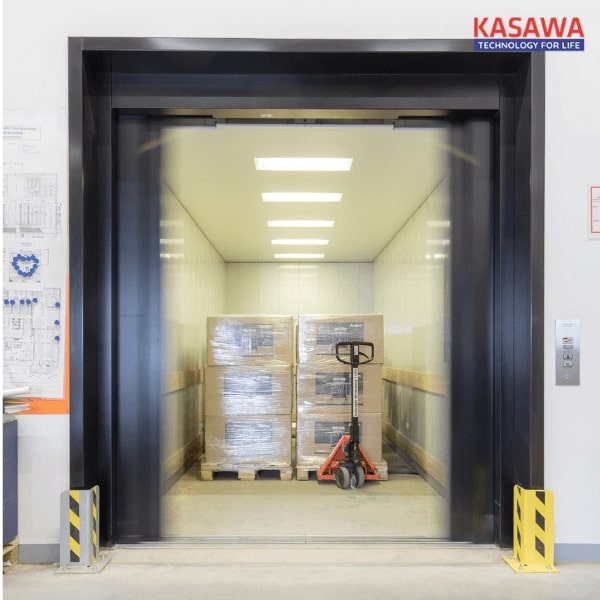 Thang máy tải hàng mà Kasawa thi công và lắp đặt
