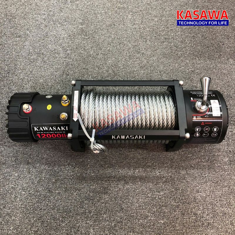Tời điện 12v 12000lbs chính hãng Kawasaki có đầy đủ chừng từ CO, CQ