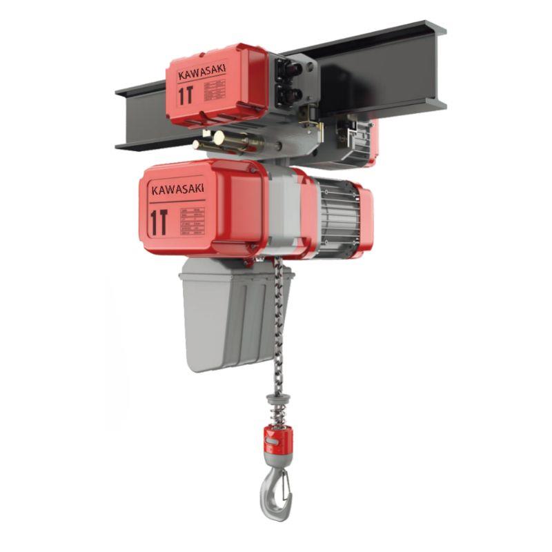 Pa lăng xích điện Kawasaki DCER 1 tấn di chuyển (2 cấp tốc độ) 